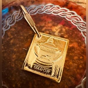 Hollywood Gold Tone Cup Trophy Metal Keychain New